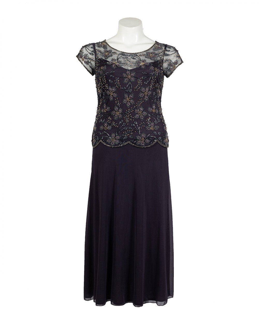 Pisarro Nights - D1716 Beaded Scoop Neck Sheath Dress In Purple