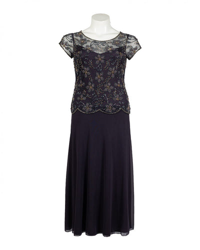 Pisarro Nights - D1716 Beaded Scoop Neck Sheath Dress In Purple