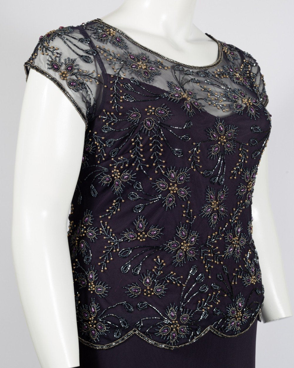 Pisarro Nights - D1716 Beaded Scoop Neck Sheath Dress In Purple