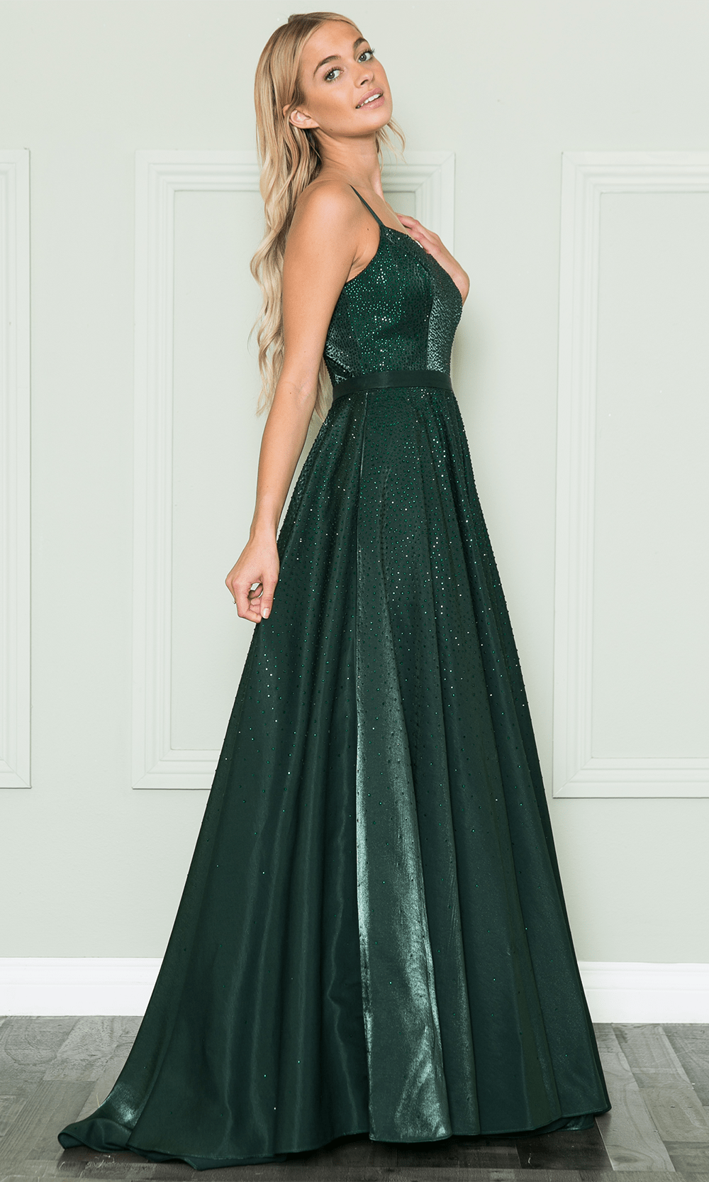 Poly USA 8886 - Spaghetti Strap A-Line Gown Poly USA 8886 - Spaghetti Strap A-Line Gown