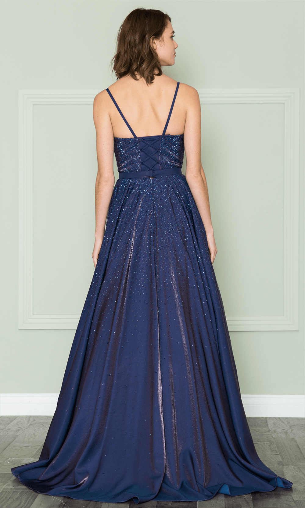 Poly USA 8886 - Spaghetti Strap A-Line Gown Poly USA 8886 - Spaghetti Strap A-Line Gown
