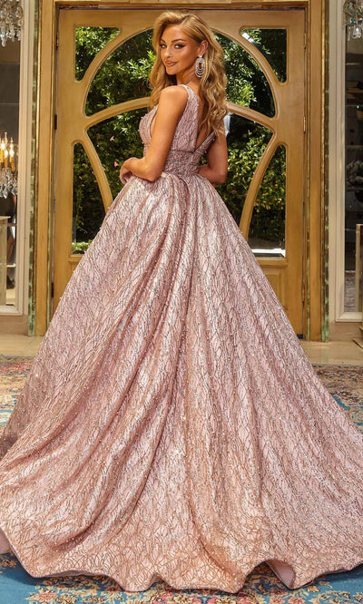 Portia and Scarlett - Cinderella Plunging Glitter Ballgown Special Occasion Dress