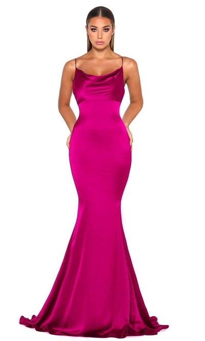 Portia and Scarlett - Dana Gown Cowl Neck Satin Gown Special Occasion Dress 24 / Pink