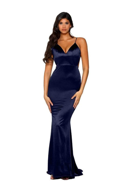 Portia and Scarlett - PS1934 Deep V-Neck Trumpet Dress With Train Prom Dresses