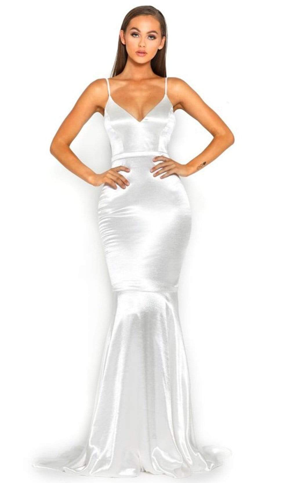 Portia and Scarlett - PS2003 Plunging V Neck Mermaid Dress Prom Dresses 0 / White