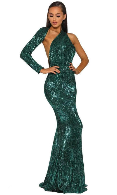 Portia and Scarlett PS2045 - One Shoulder Wrap Sequin Prom Dress Special Occasion Dress