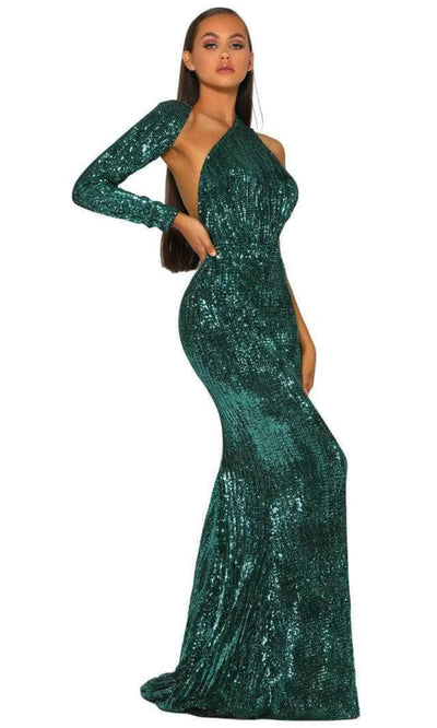 Portia and Scarlett PS2045 - One Shoulder Wrap Sequin Prom Dress Special Occasion Dress