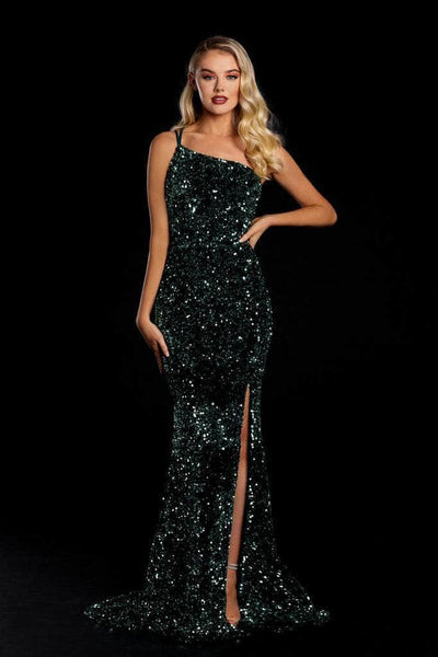 Portia and Scarlett - PS21012 One-Shoulder Sequin Slit Mermaid Gown Prom Dresses
