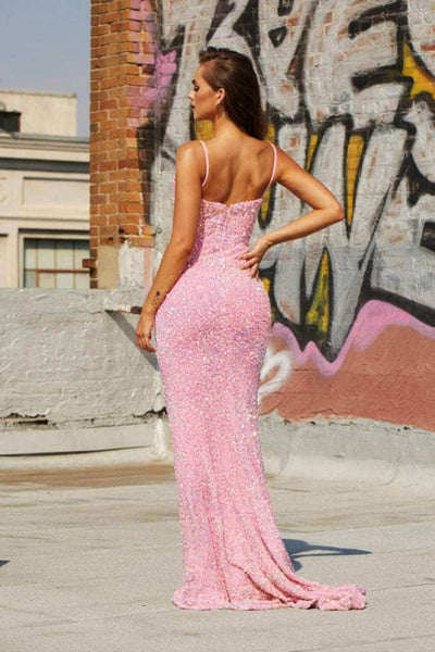 Portia and Scarlett - PS21013 Sequined Plunging V Neck Trumpet Gown Prom Dresses