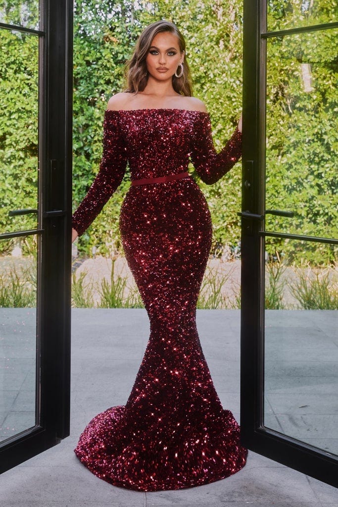 Portia and Scarlett - Sequin Dress PS21032 In Red