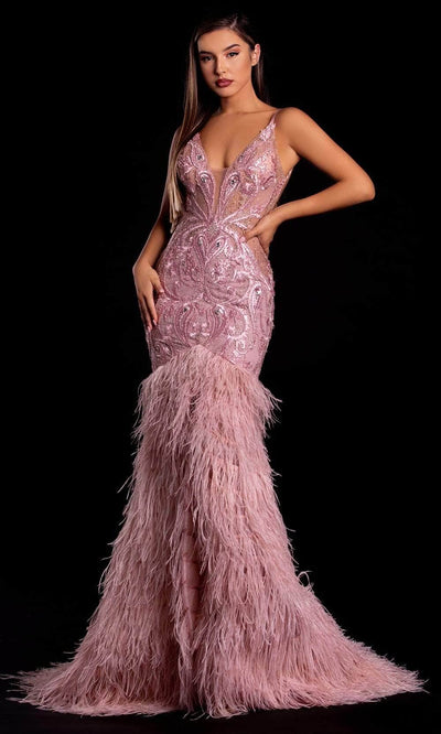 Portia and Scarlett PS21128 - Plunging Mermaid Evening Gown Evening Dresses 8 / Silver