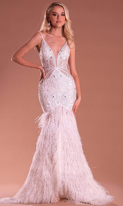 Portia and Scarlett PS21128 - Plunging Mermaid Evening Gown Evening Dresses 8 / Silver
