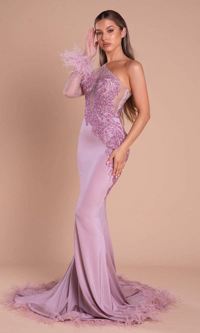 Portia and Scarlett - PS21140SC Applique One Shoulder Gown In Pink
