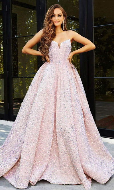 Portia and Scarlett - Ps21208B Strapless Sequin Ballgown Special Occasion Dress 18 / Blush