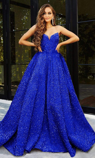 Portia and Scarlett - Ps21208B Strapless Sequin Ballgown Special Occasion Dress 18 / Cobalt