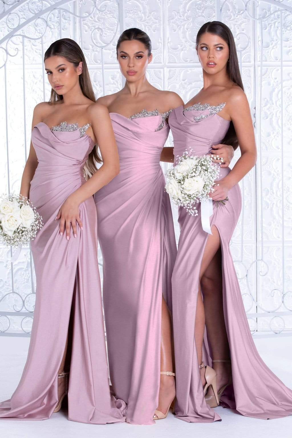 Portia and Scarlett - PS21218 Sweetheart Neck Drape Fitted Gown Bridesmaid Dresses 0 / Mauve