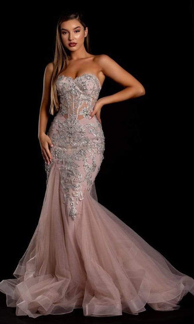 Portia and Scarlett - PS21244 Bedazzled Corseted Long Gown Evening Dresses