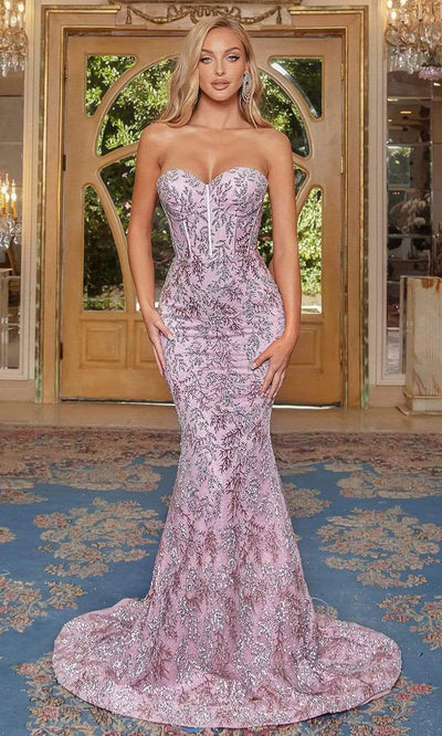 Portia and Scarlett - PS22061 Strapless Corset Bodice Evening Gown Prom Dresses 0 / Pink