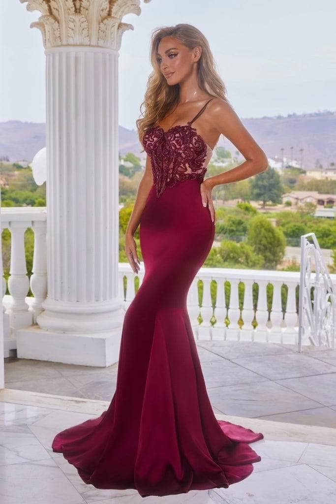 Portia and Scarlett PS22162 - Embellished Illusion Bodice Prom Gown Prom Dresses 16 / Stone Ivory