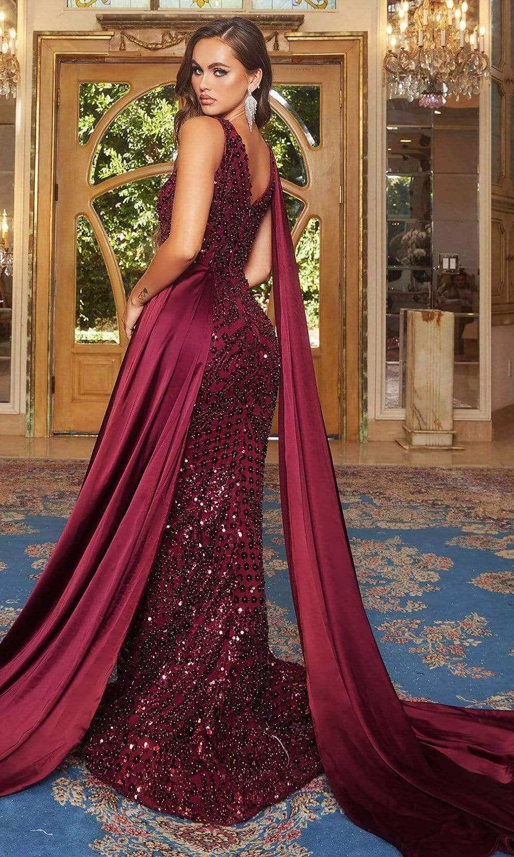 Portia and Scarlett - PS22271 Sleeveless Draped Overlay Sequin Gown Prom dresses