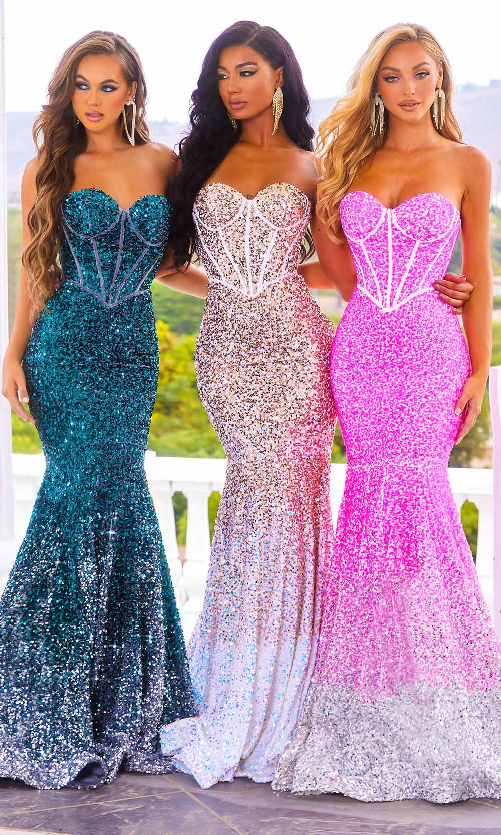 Portia and Scarlett - Ps22346 Strapless Ombre Sequin Gown Special Occasion Dress 18 / Emerald