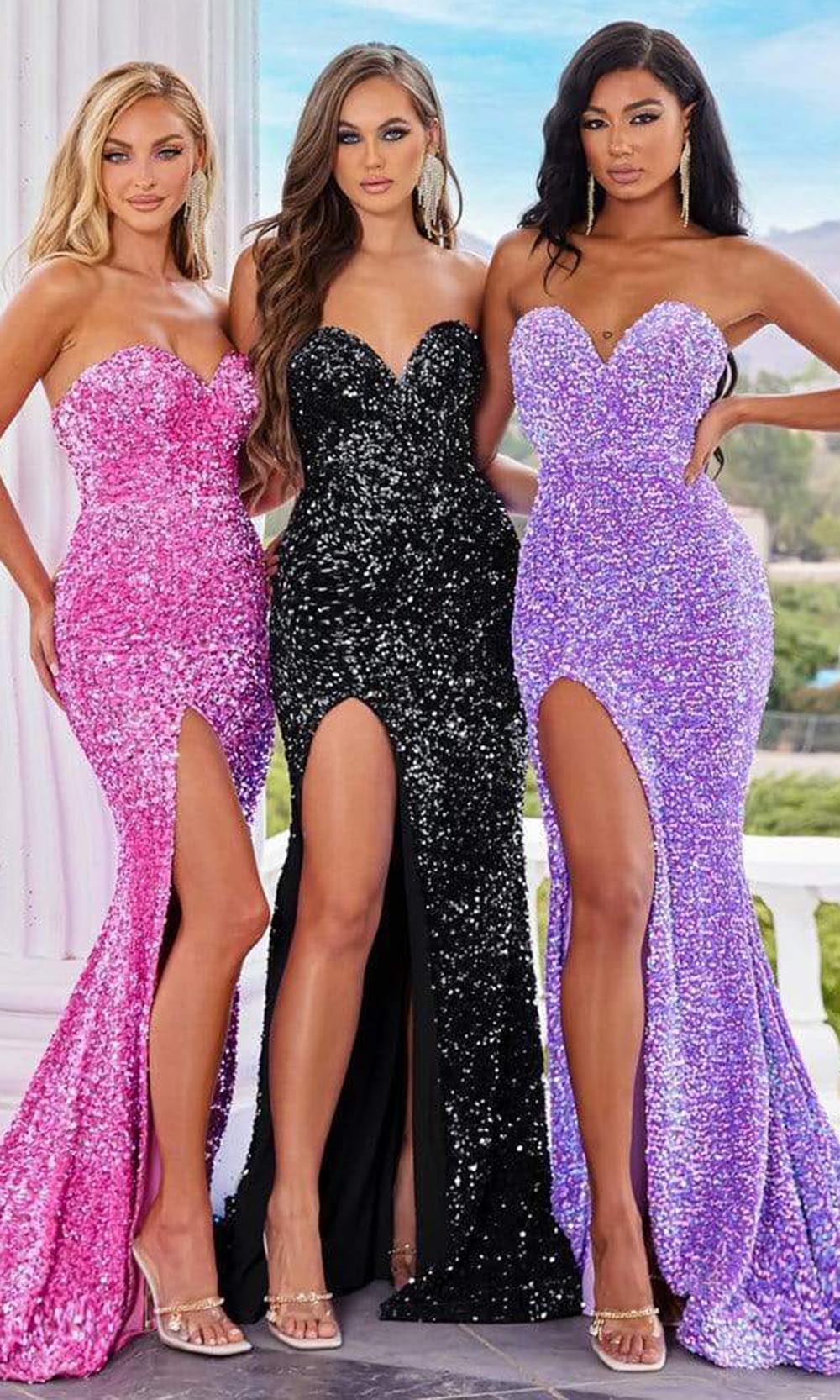 Portia and Scarlett - Ps22348 Sequined Sweetheart Gown with Slit Special Occasion Dress 22 / Black