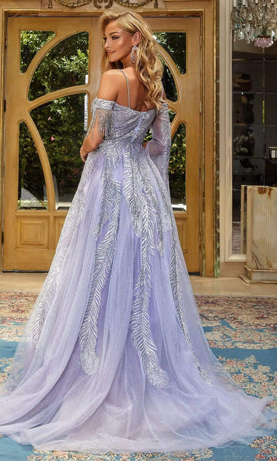 Portia and Scarlett - PS22911 Enchanting Fern Detailed A-Line Dress Prom Dresses