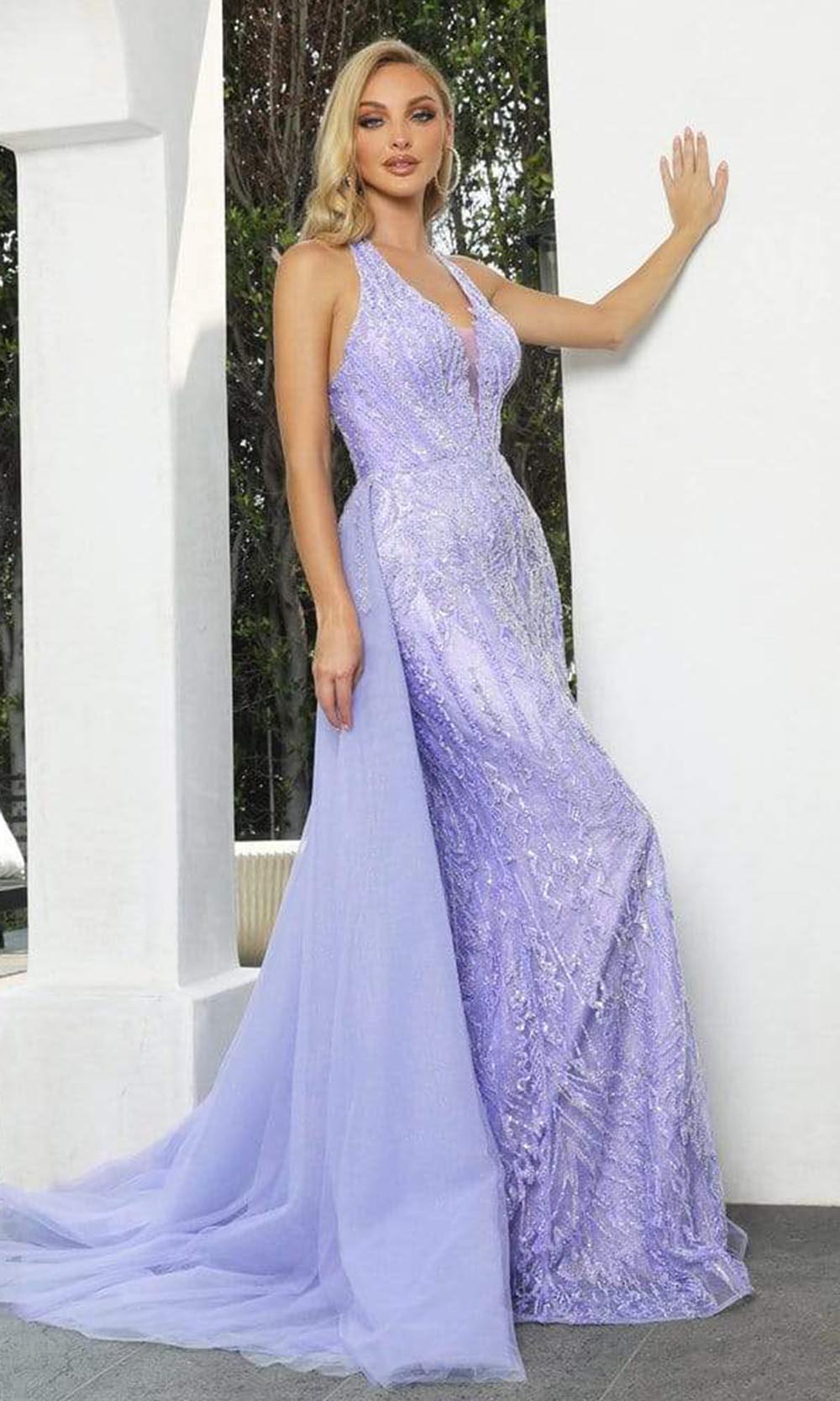 Portia and Scarlett - Ps22926 Halter V Neck Beaded Prom Gown Special Occasion Dress