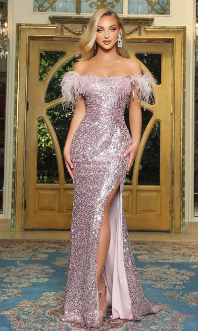 Portia and Scarlett - Ps22928 Straight Neck Sequined Gown Special Occasion Dress 18 / Pink
