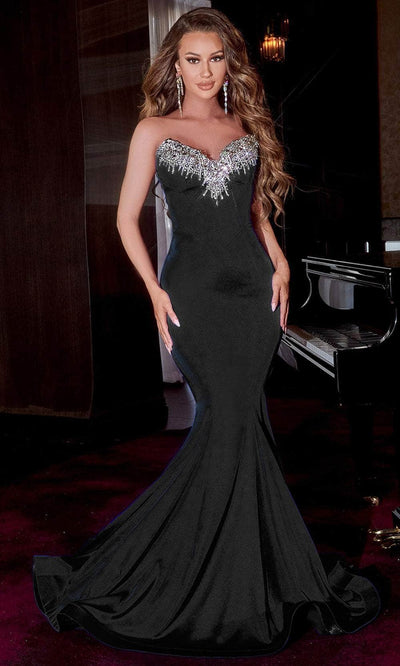 Portia and Scarlett PS23185 - Strapless Jeweled Prom Dress Special Occasion Dress 0 / Black