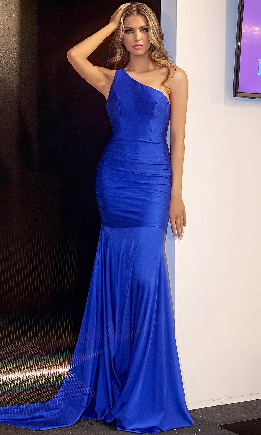 Portia and Scarlett PS24051X - One Shoulder Trumpet Prom Dress Special Occasion Dress 00 /  Cobalt