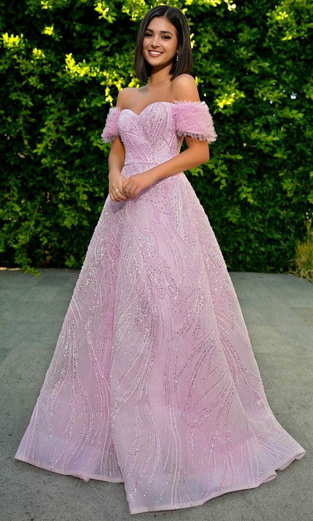 Portia and Scarlett PS24072 - Off Shoulder A-Line Prom Gown Special Occasion Dress 00 /  Pink