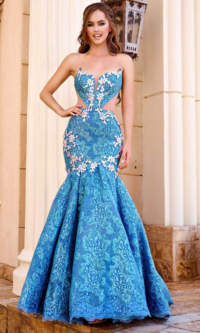 Portia and Scarlett PS24089 - Beaded Embroidered Prom Gown Special Occasion Dress 00 /  Blue