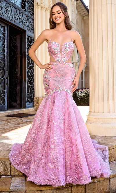 Portia and Scarlett PS24089 - Beaded Embroidered Prom Gown Special Occasion Dress 00 /  Pink