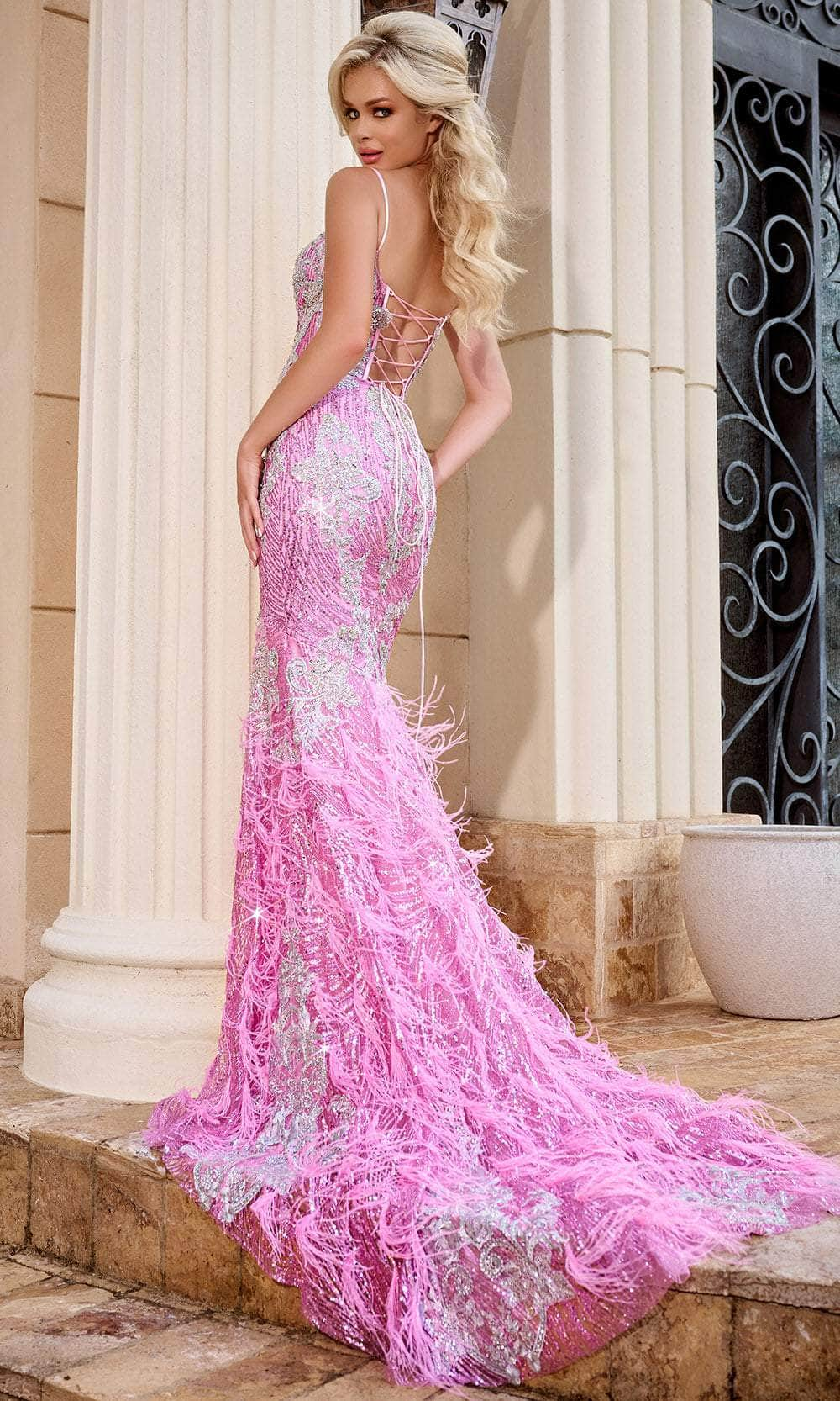 Portia and Scarlett PS24254 - Feather Mermaid Prom Gown Special Occasion Dress 