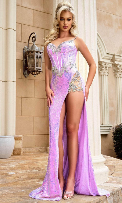 Portia and Scarlett PS24292 - Sequin Style Prom Dress with Slit Special Occasion Dress 