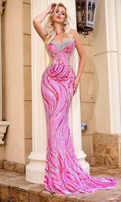 Portia and Scarlett PS24344 - Strapless Jeweled Prom Gown Special Occasion Dress 00 /  Pink-Multi