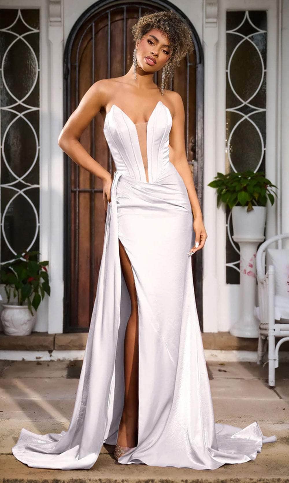 Portia and Scarlett PS24634E - Strapless Side Draped Evening Gown Special Occasion Dress 00 /  White