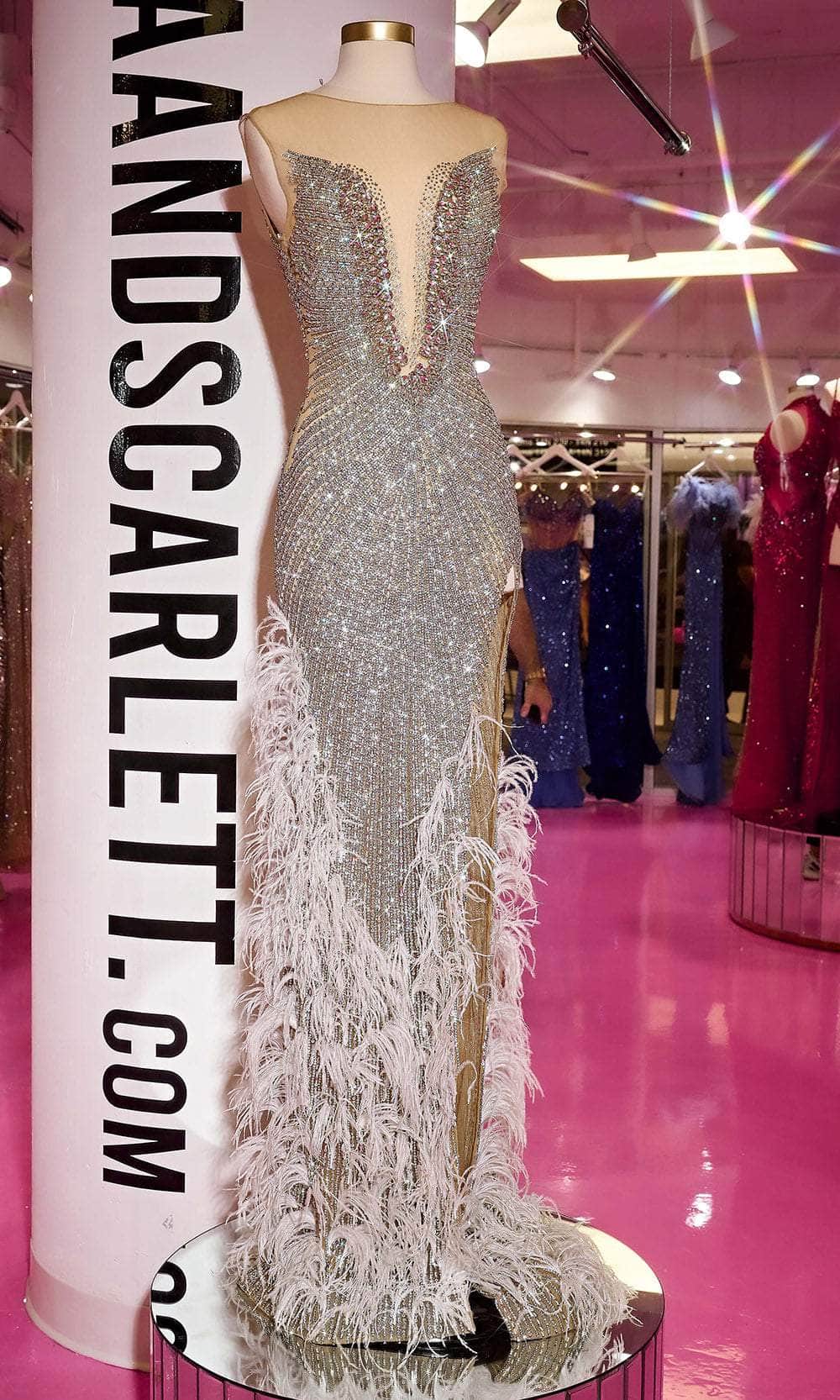 Portia and Scarlett PS24870C - Plunging Embellished Dress Special Occasion Dress 