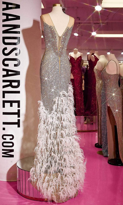 Portia and Scarlett PS24870C - Plunging Embellished Dress Special Occasion Dress 