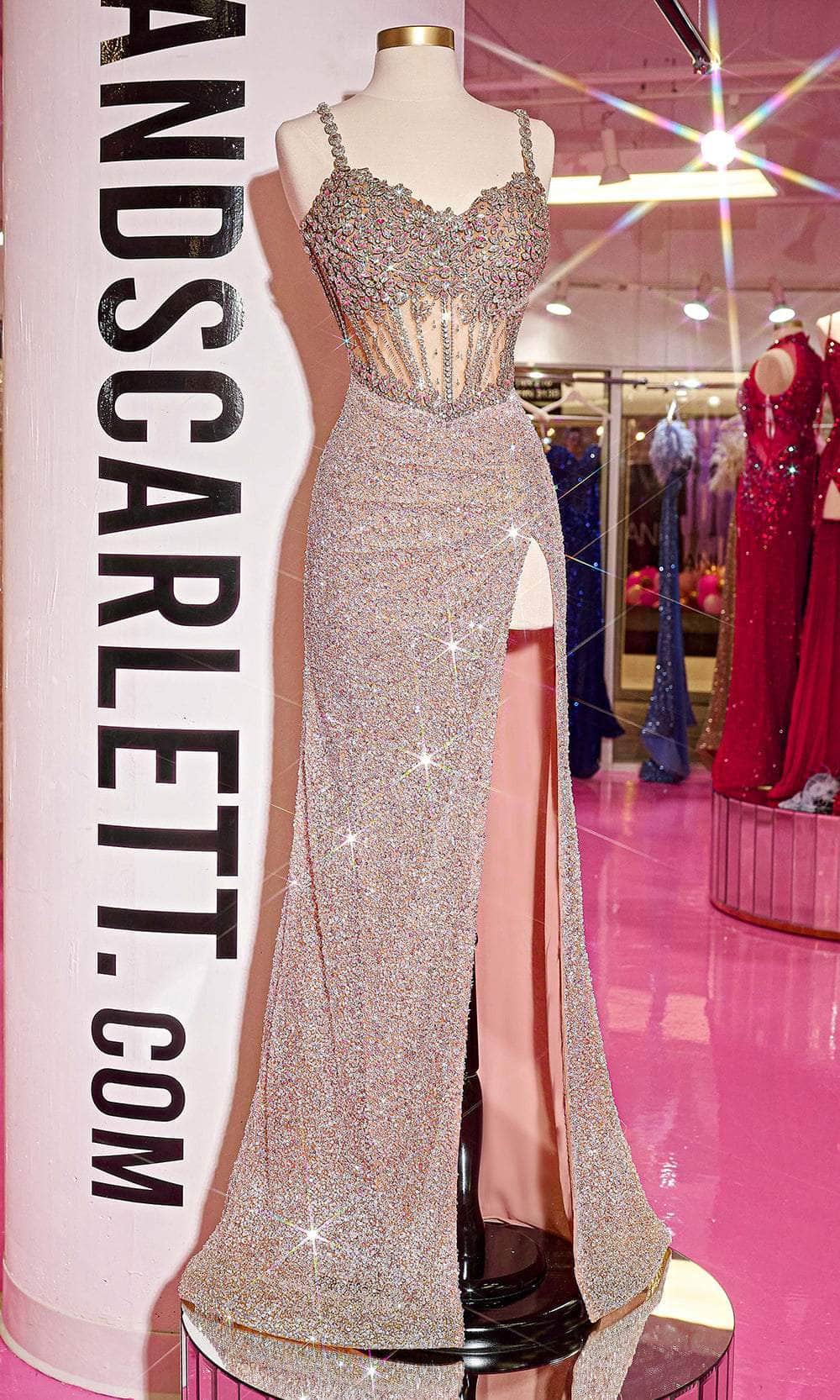 Portia and Scarlett PS24872C - Beaded Strap V-Neck Prom Gown Special Occasion Dress 