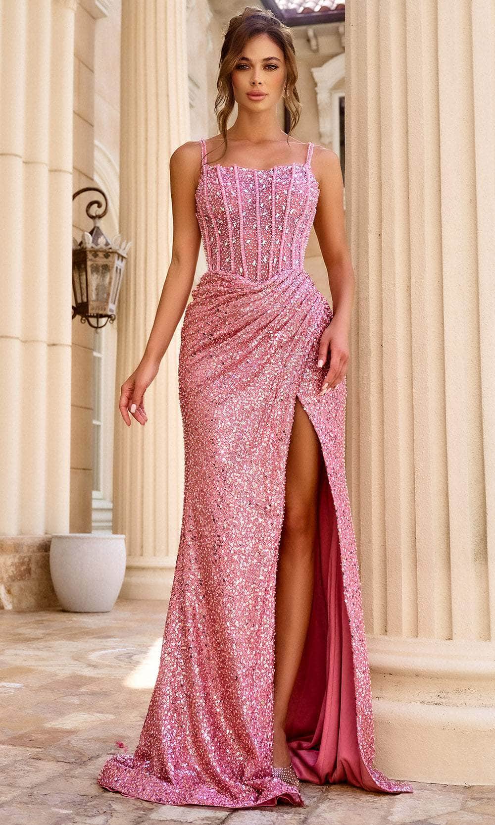 Portia and Scarlett PS24943 - Sequin Mermaid Prom Dress Special Occasion Dress 00 /  Pink