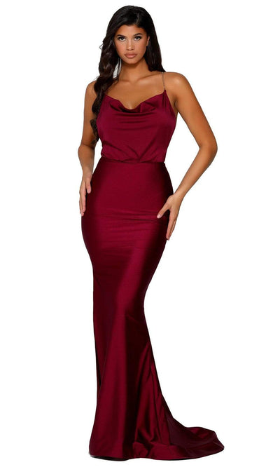Portia and Scarlett - PS6319 Sleeveless Cowl Neck Metallic Strap Gown Prom Dresses