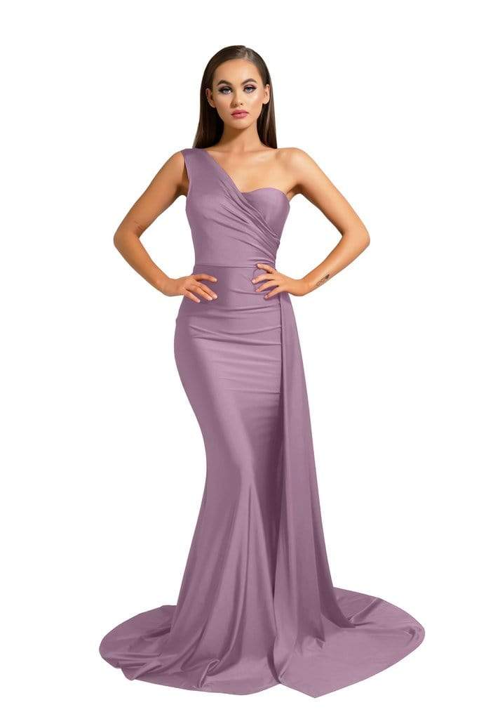 Portia and Scarlett - PS6321 One Shoulder Fitted Evening Gown Evening Dresses 0 / Dusty Rose