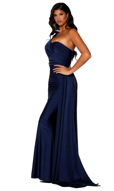 Portia and Scarlett - PS6321 One Shoulder Fitted Evening Gown Evening Dresses 0 / Navy