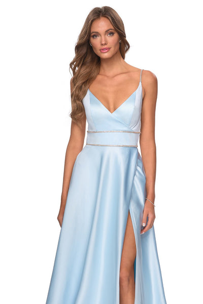 La Femme - 28385SC Strappy Backless Beaded Waist High Slit Prom Dress