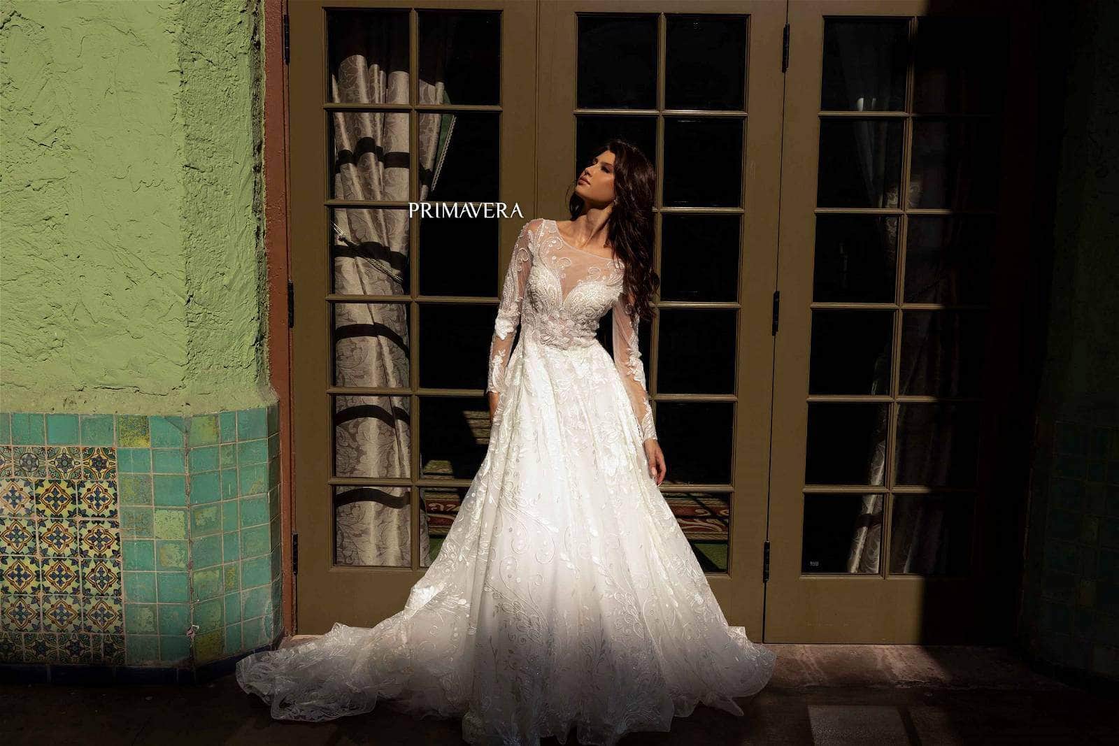 Primavera Bridal 11136 - Long Sleeve Embroidered Dress Special Occasion Dress
