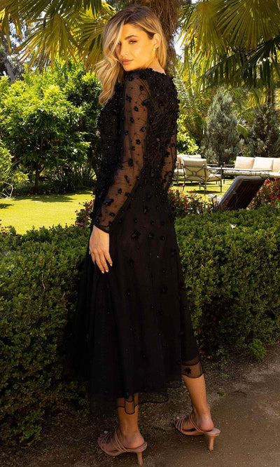 Primavera Couture 11072 - Embellished Long Sleeve Tea Length Dress Special Occasion Dress