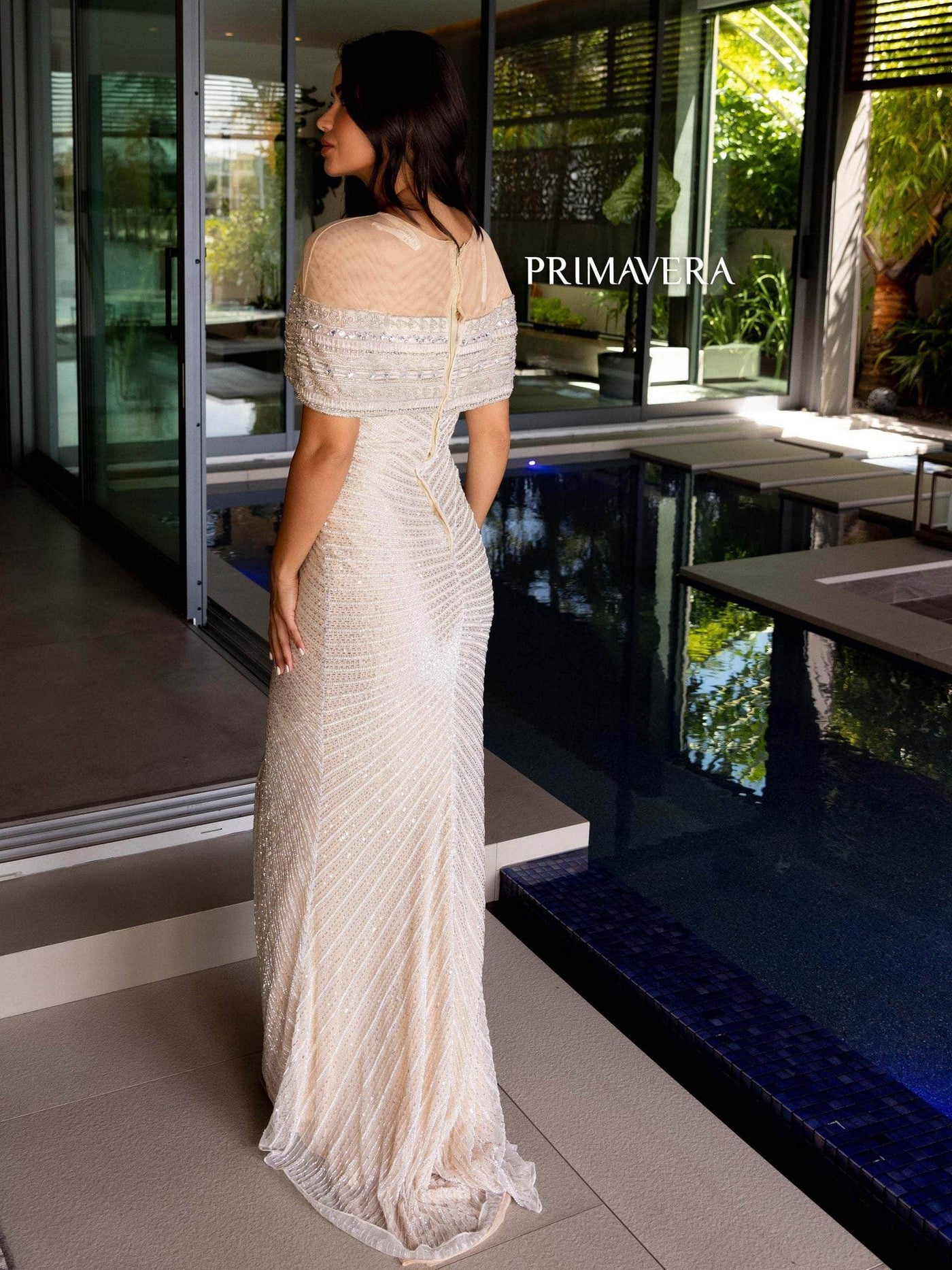 Primavera Couture 12124 - Beaded Sequined Fitted Bodice Dress Special Occasion Dress