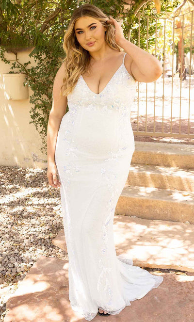 Primavera Couture 14005 - Soft-Giving Plunging Sheath Gown Prom Dresses